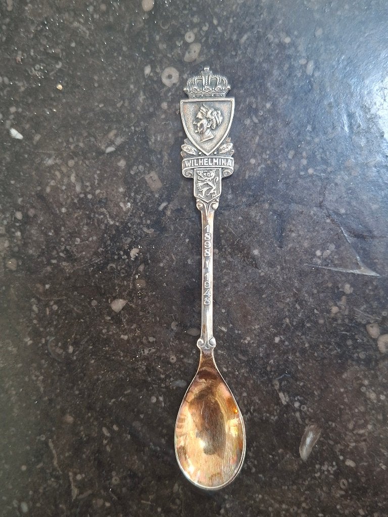 zilveren lepel Wilhelmina -  C. Stigter, Antiek en Kunst, Ophalen of Verzenden, Zilver