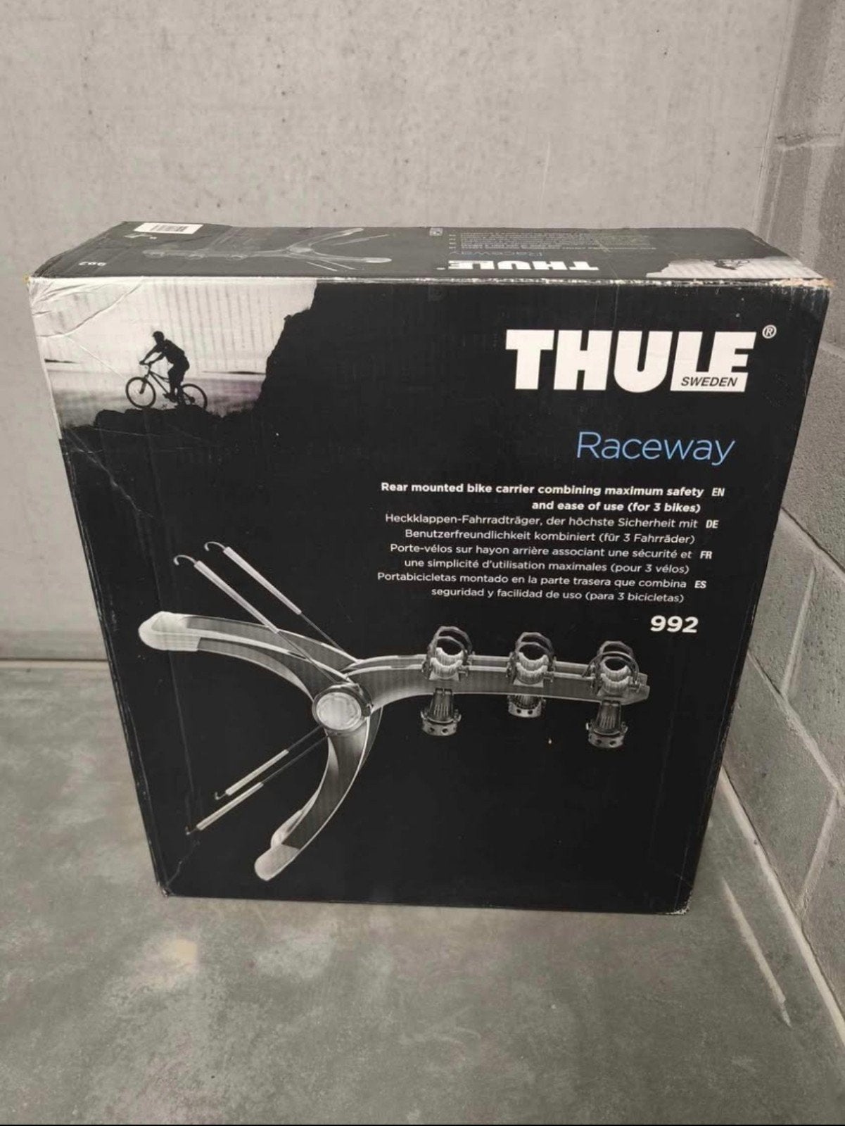 Porte vélo Thule Raceway 992 (3 vélos), Vélos & Vélomoteurs, Enlèvement, Comme neuf