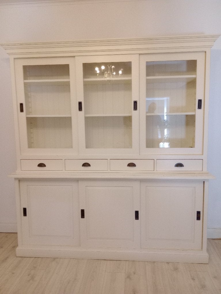 BUFFETKAST LANDELIJK WIT - ALS NIEUW, Huis en Inrichting, Kasten | Buffetkasten, Ophalen, Met deur(en), 200 cm of meer, Grenenhout