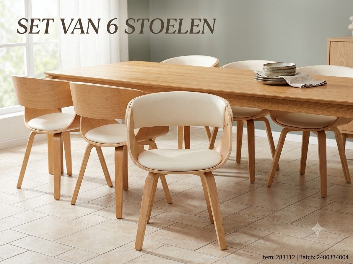 6 chaises de salle à manger | vidaXL | couleur crème, Enlèvement