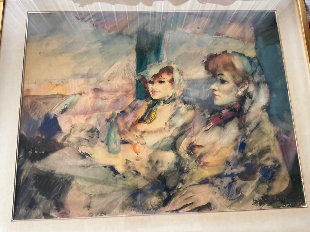 Raphaël de Buck aquarel 83 op 70 cm, Antiek en Kunst, Ophalen