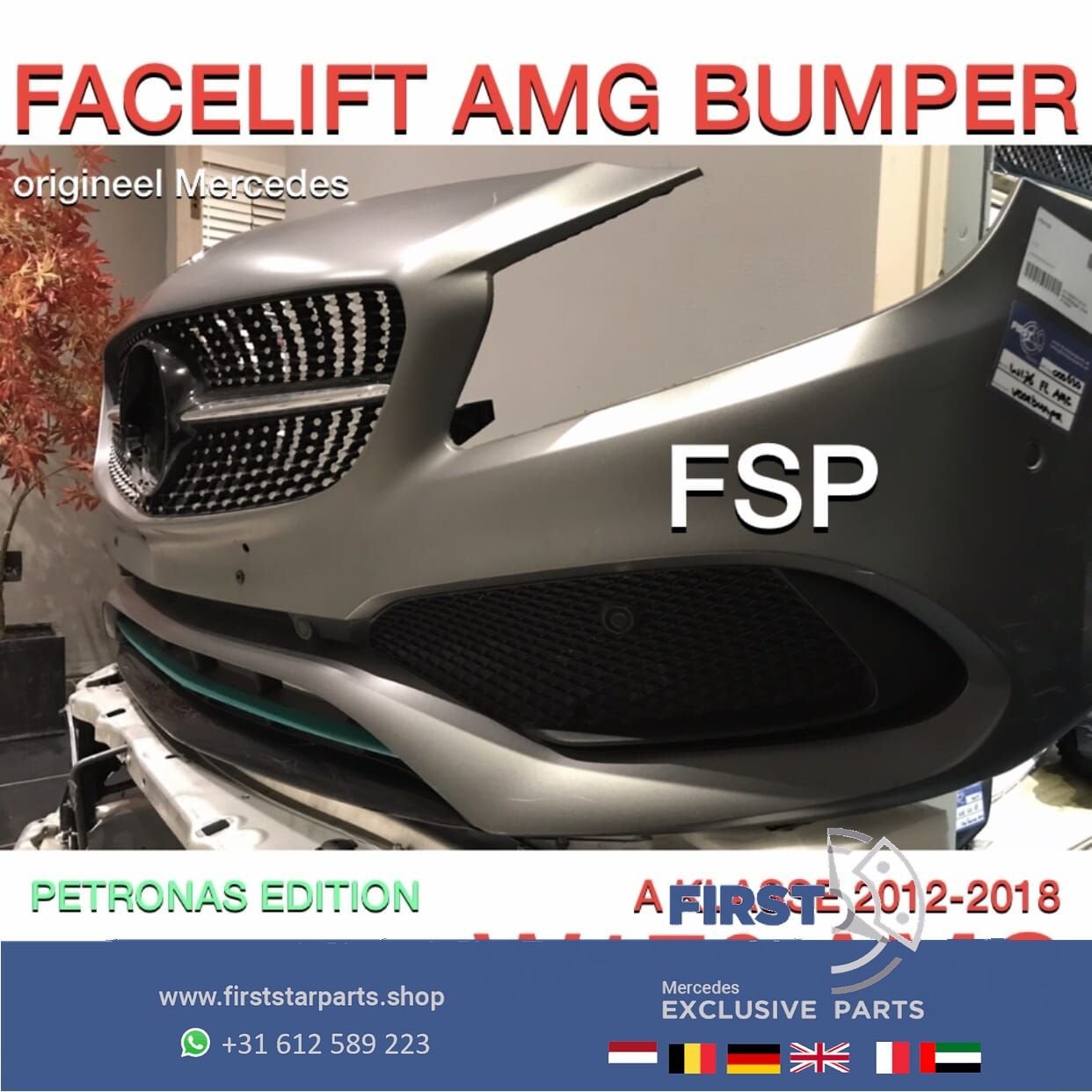 W176 FACELIFT AMG VOORBUMPER COMPLEET GRIJS - LEWIS HAMILTON, Utilisé, -, Avant, -