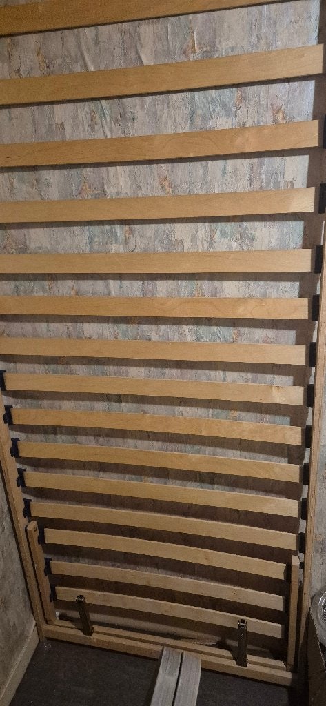 Lattenbodem, Huis en Inrichting, Slaapkamer | Bedden, Ophalen, 90 cm, Eenpersoons, Bruin