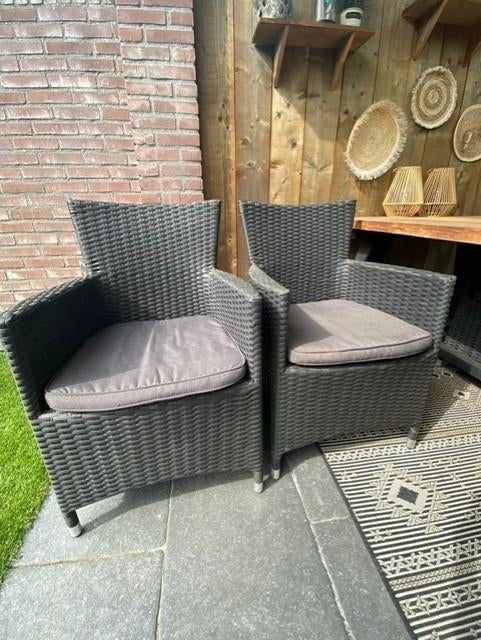 TE KOOP: mooie wicker tuinset, incl. zitkussens, Tuin en Terras, Tuinsets en Loungesets, Gebruikt, Tuinset, Wicker, 4 zitplaatsen
