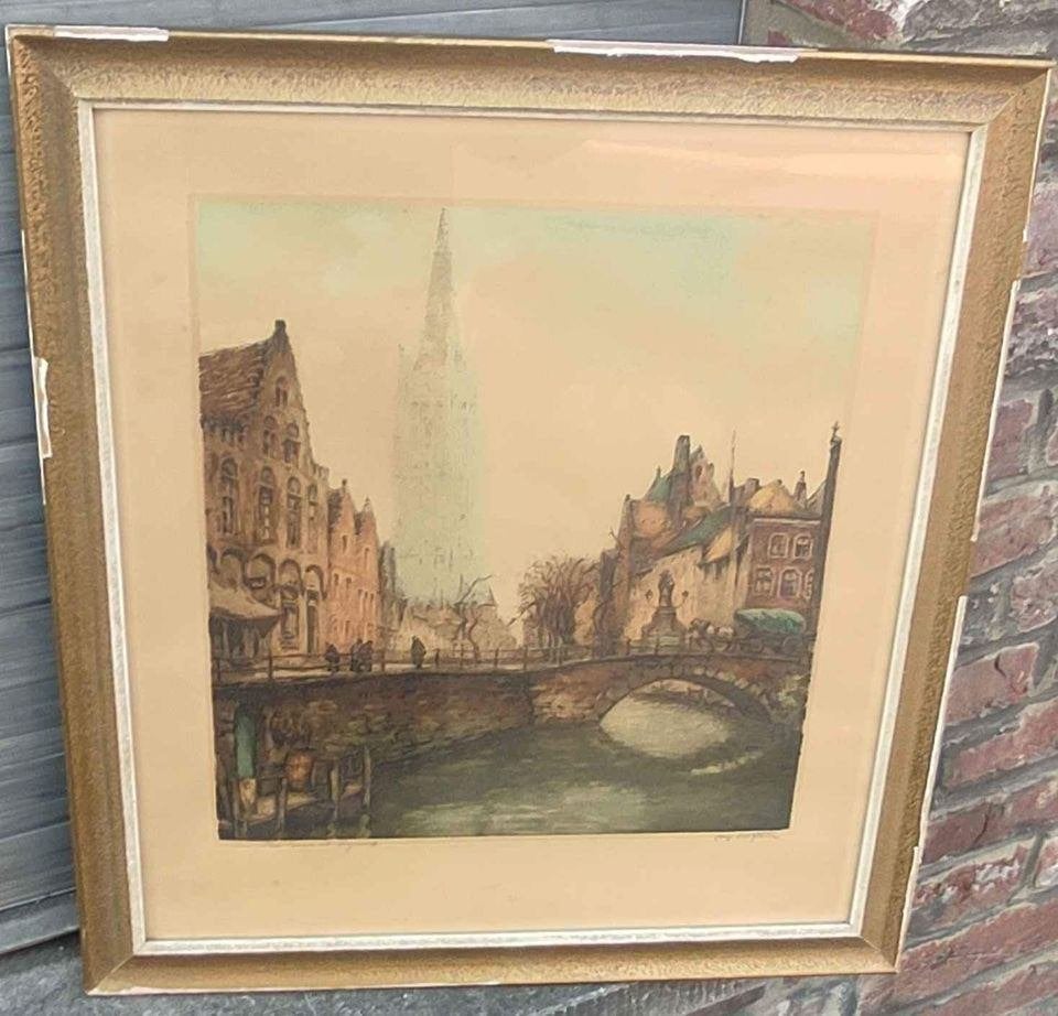 Gravure signe Alfred van neste, Antiquités & Art, Enlèvement ou Envoi, Gravure