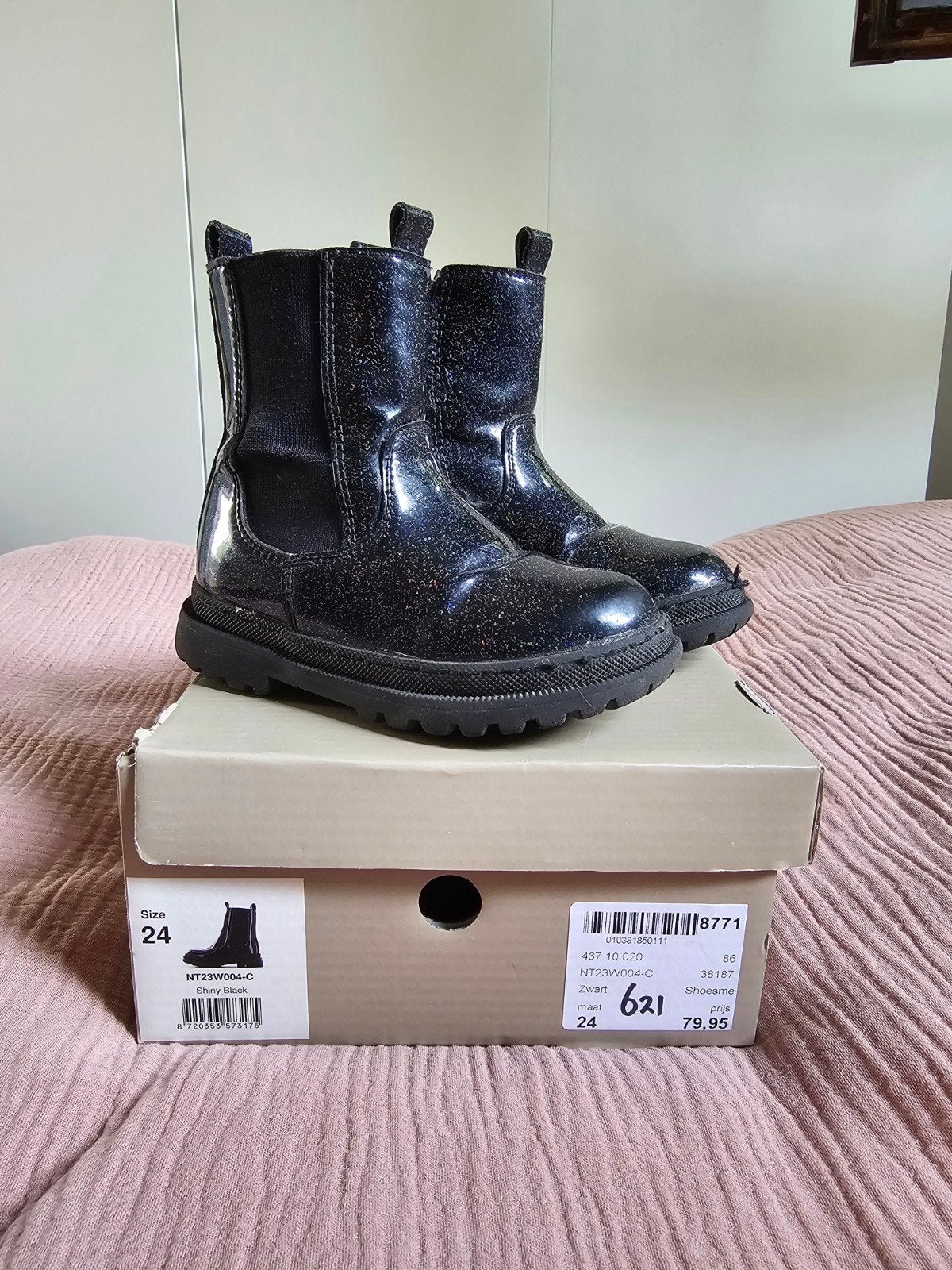 Shoesme laarsjes lak zwart met glitter, Ophalen of Verzenden, Laarzen