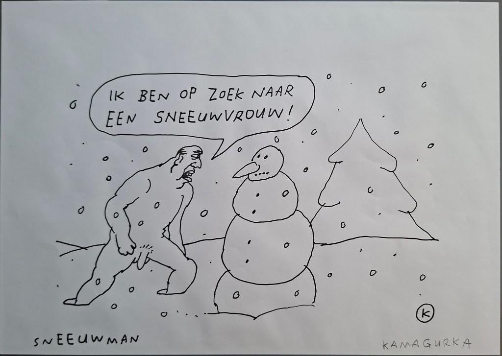 Kamagurka original, dessin animé, bonhomme de neige., Enlèvement ou Envoi