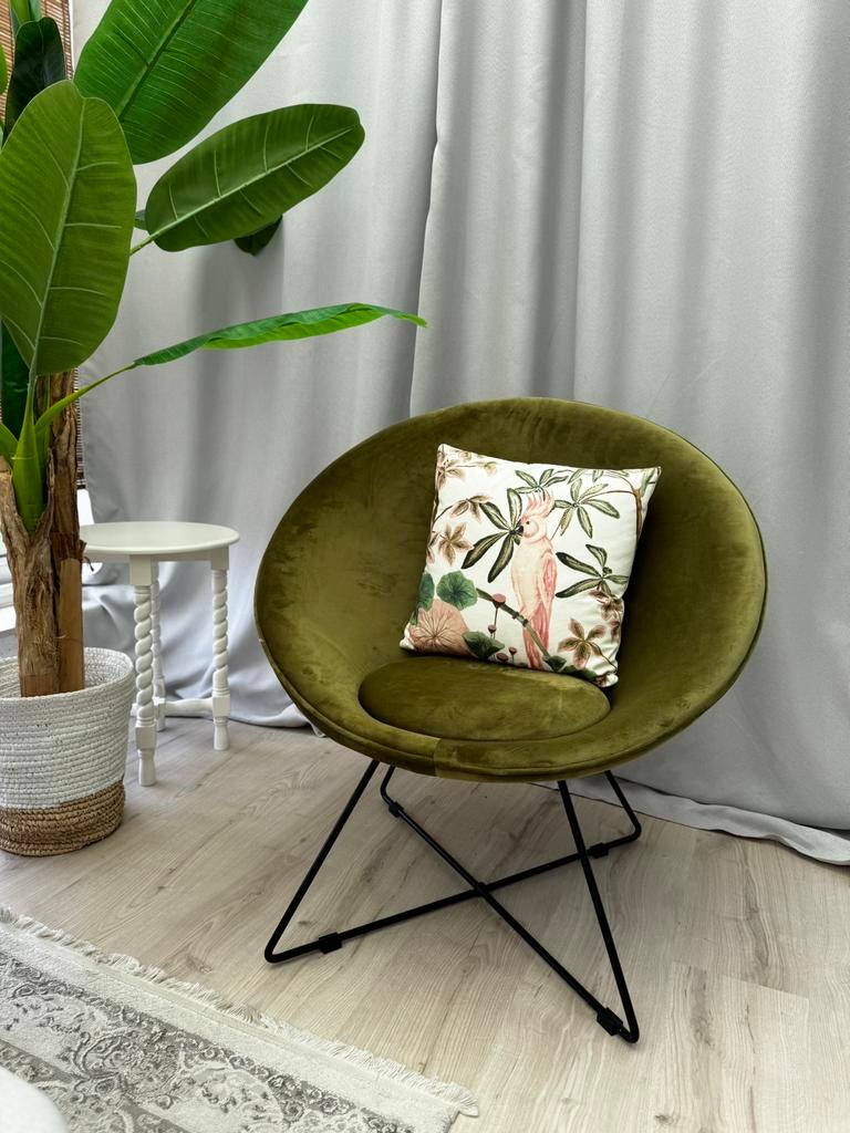 Velvet kakigroen zeteltje, Huis en Inrichting, Fauteuils, Ophalen, Nieuw, Stof