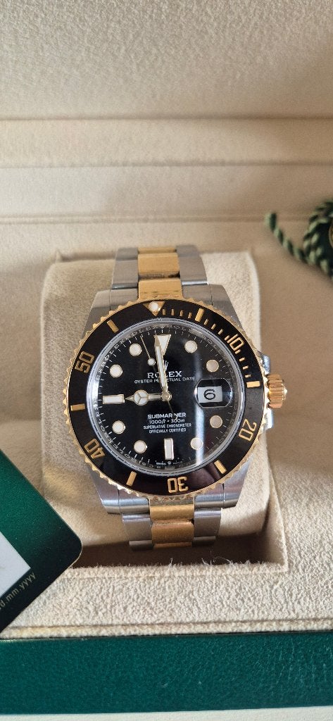 Rolex submariner date 2021 41mm, Handtassen en Accessoires, Horloges | Heren, Ophalen, Polshorloge, Zo goed als nieuw, Goud