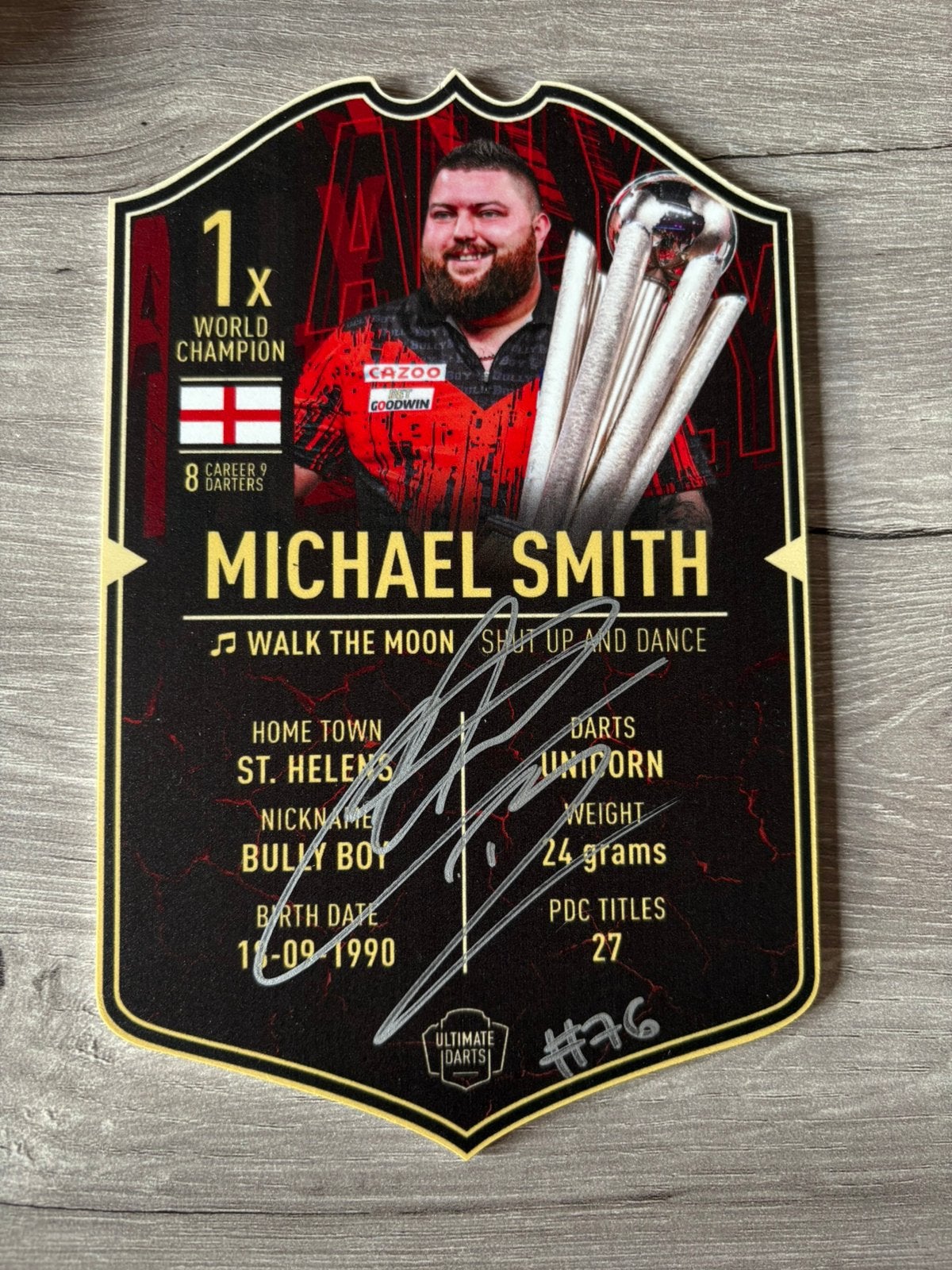 Kleine playerscard Michael Smith gesigneerd, Sport en Fitness, Darts, Ophalen of Verzenden, Nieuw, Overige typen