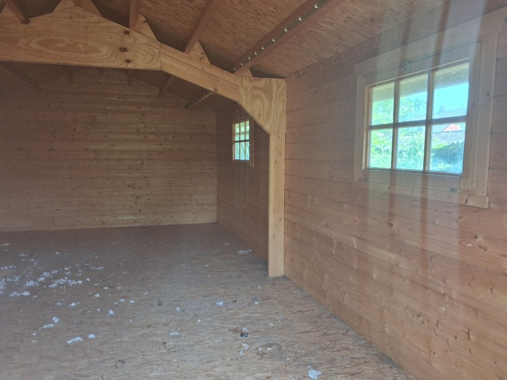 Chalet (8x4m), Tuin en Terras, Tuinhuizen, Gebruikt, Blokhut, Hout, 500 cm of meer, 400 cm of meer, 2 ramen, Ophalen