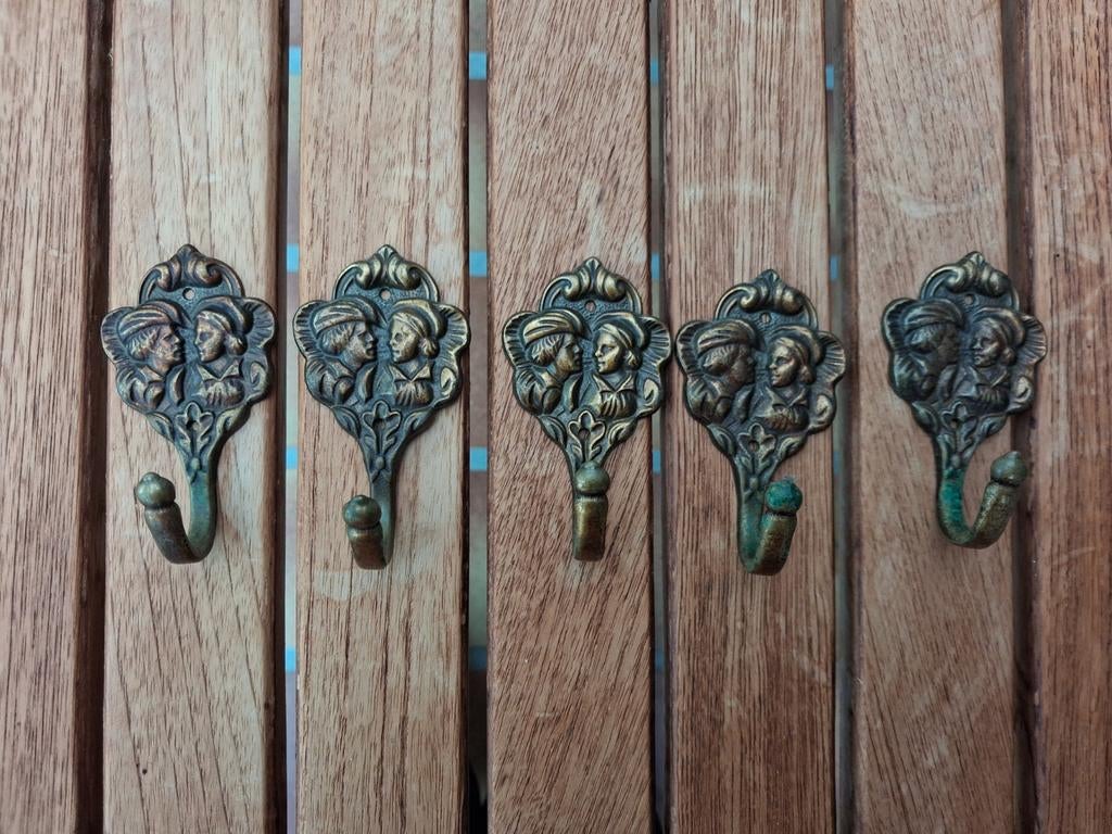 5 antieke kapstok haken, Ophalen of Verzenden, Wandhaken