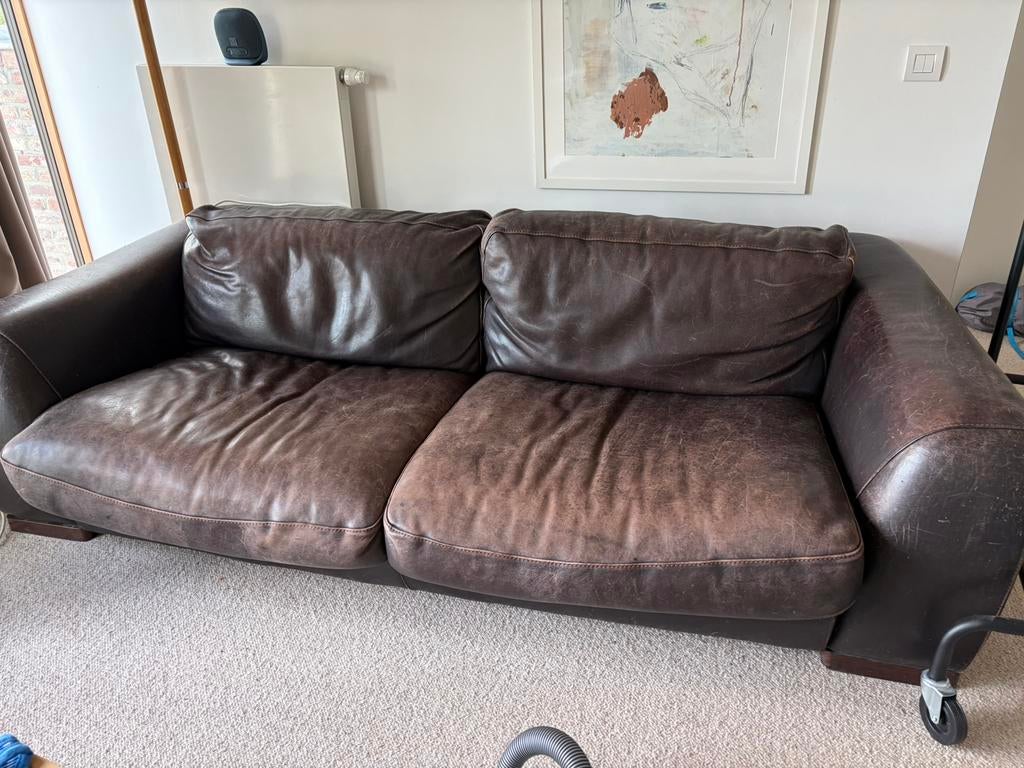 Lederen zetel Incanto Italiaans, Huis en Inrichting, Ophalen, 250 tot 300 cm, Gebruikt, 100 tot 125 cm