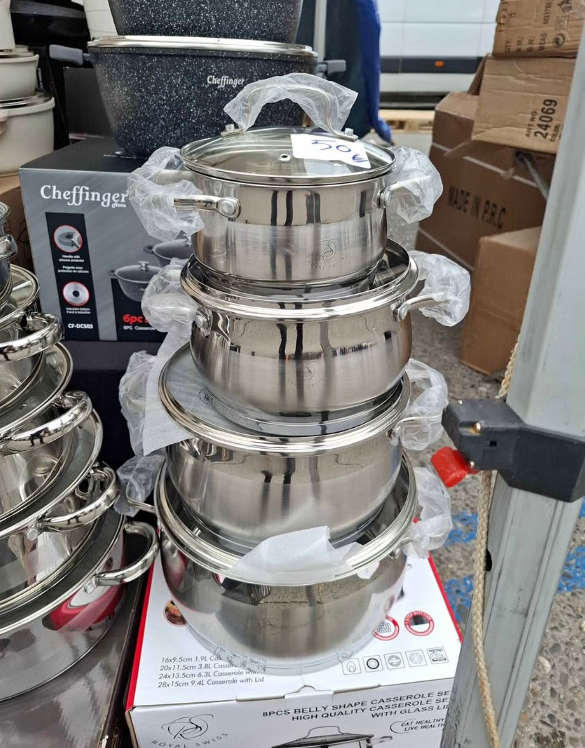 5 pièces inox induction tout feu, Maison & Meubles, Enlèvement ou Envoi, Neuf, Inox