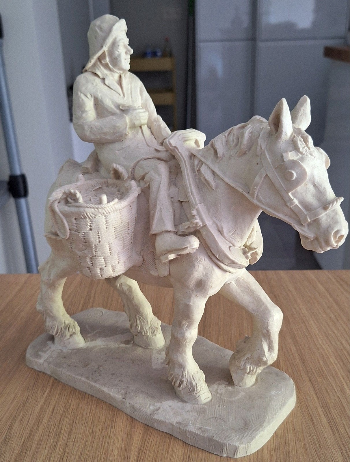 Prachtig Zwaar Beeld "Garnaalvisser te Paard" – Jan Dieusaer, Verzamelen, Ophalen of Verzenden