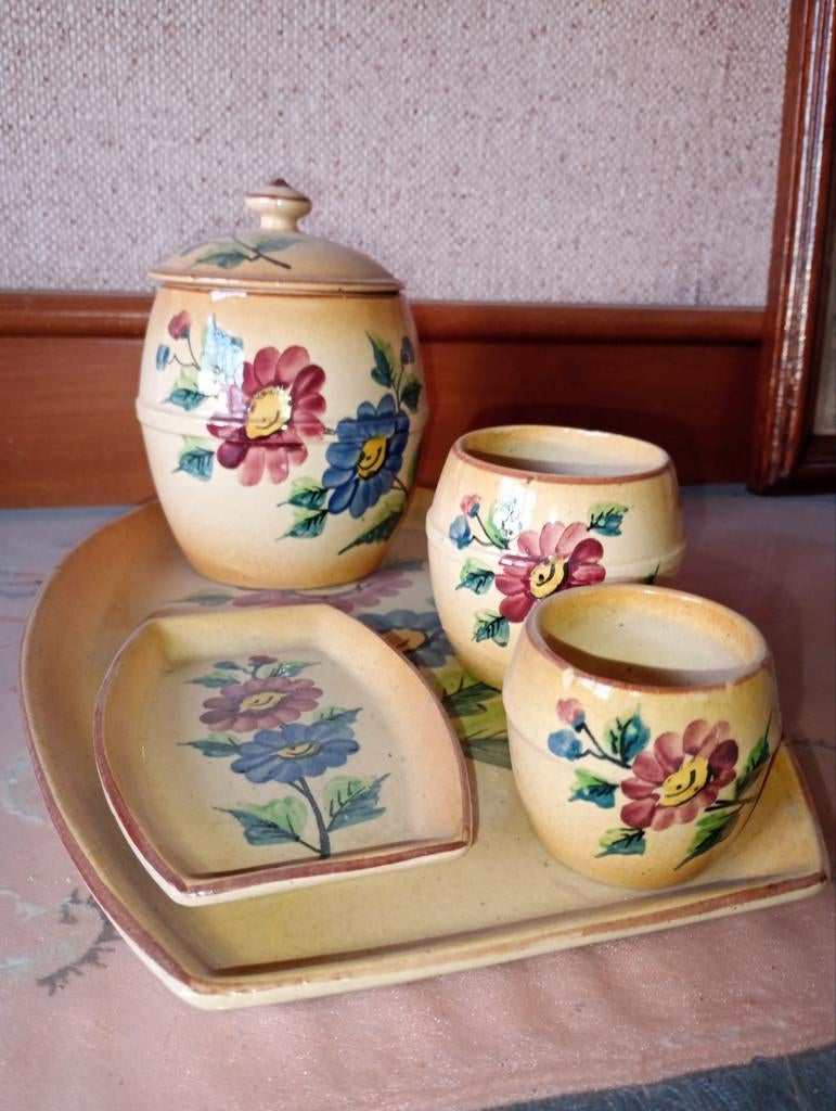 Ensemble vintage en céramique peinte à la main, Antiquités & Art, Antiquités | Céramique & Poterie, Enlèvement