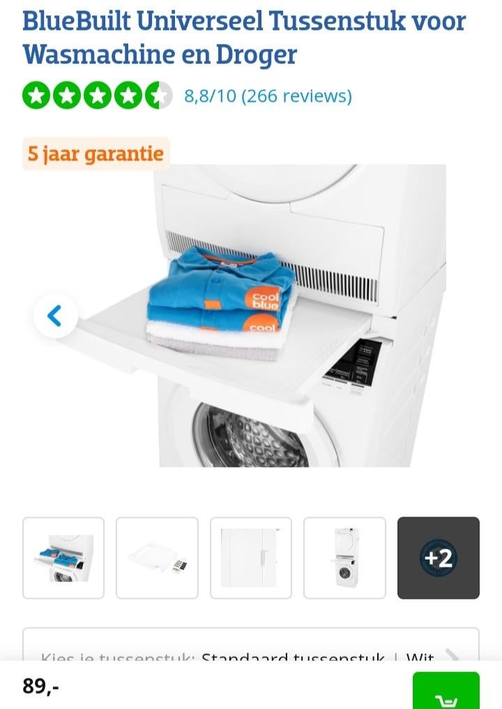 Tussenstuk wasmachine droogkast, Ophalen, Zo goed als nieuw