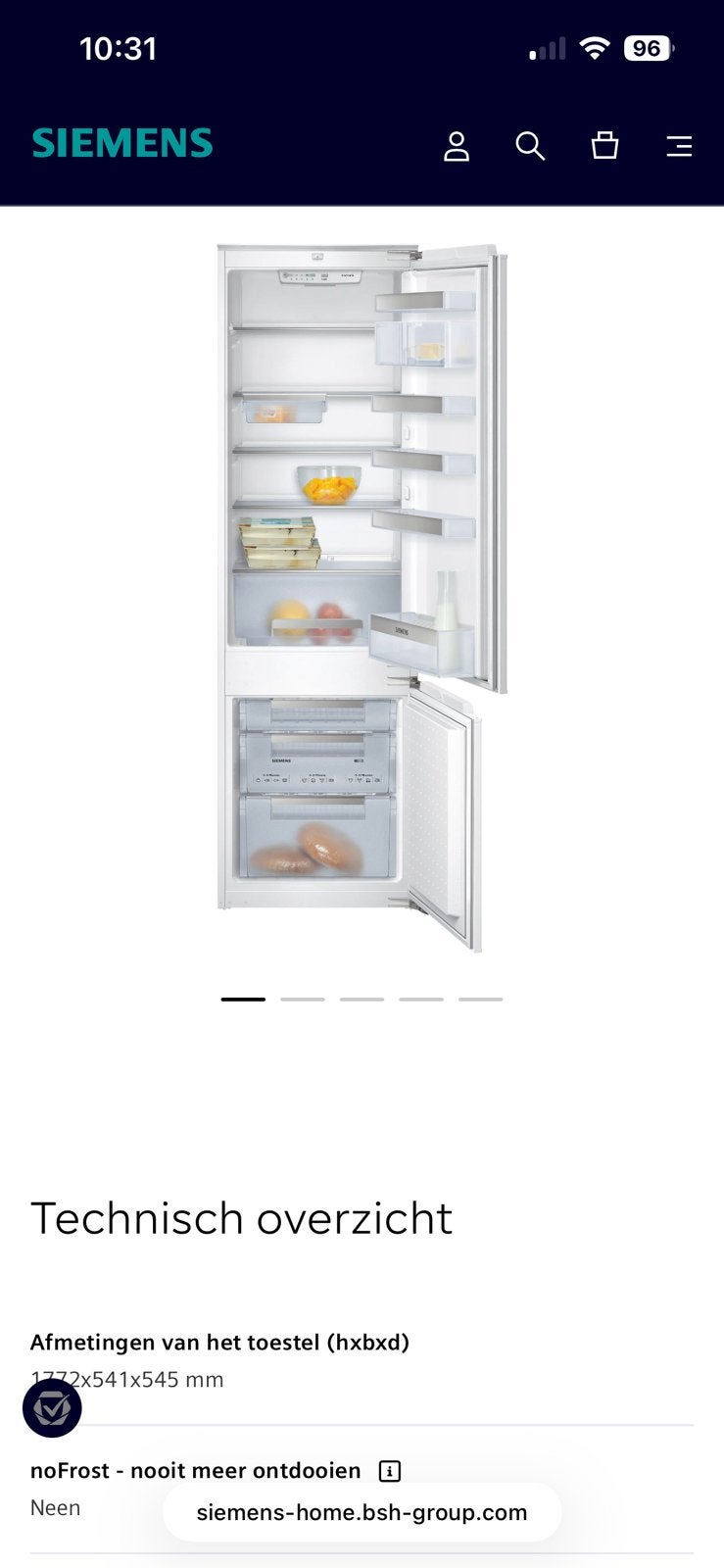 Siemens Koelkast combie diepvries, Elektronische apparatuur, Koelkasten en IJskasten, Ophalen, Gebruikt, 200 liter of meer, 160 cm of meer