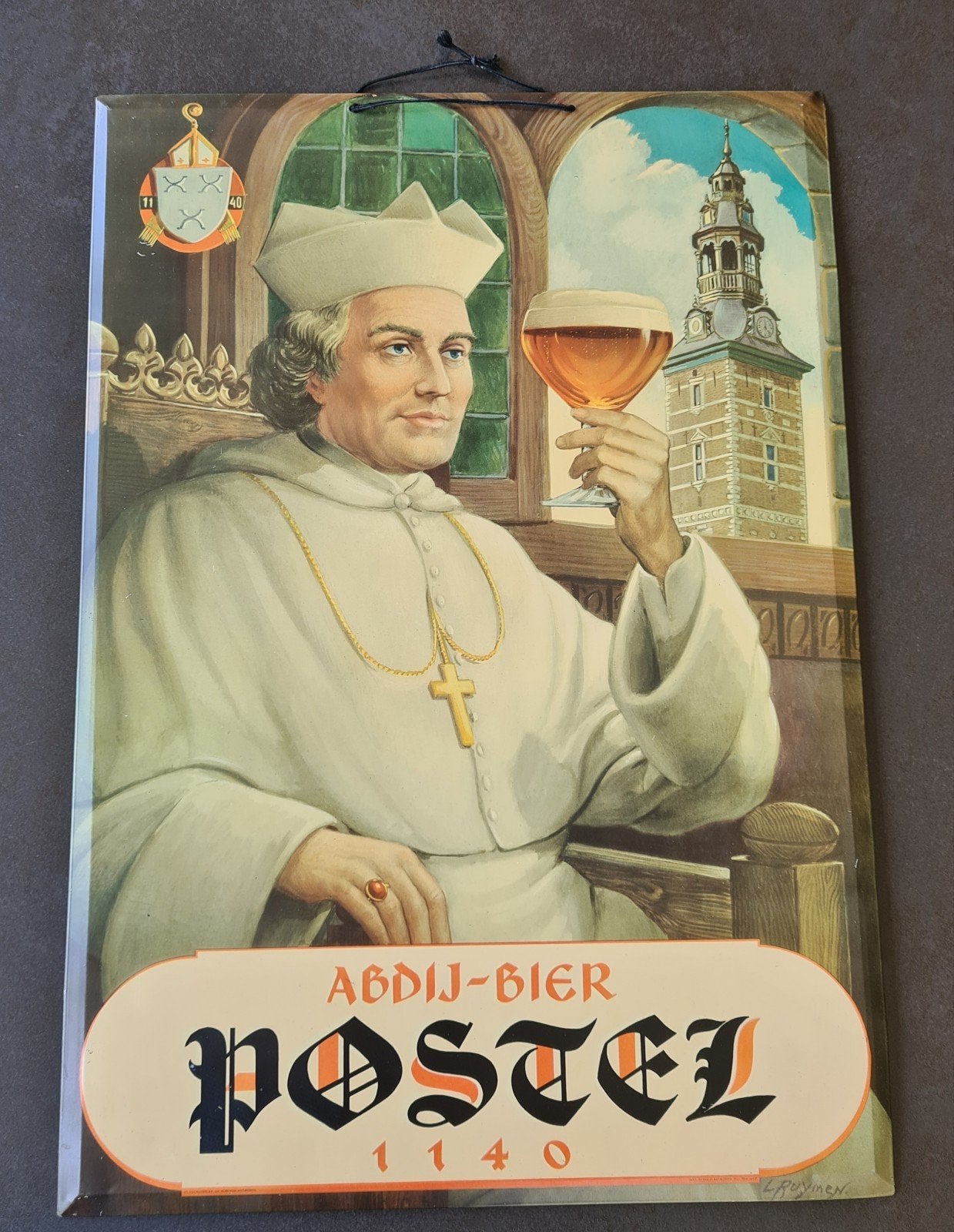 oud reclamebord Postel abdijbier, Verzamelen, Ophalen