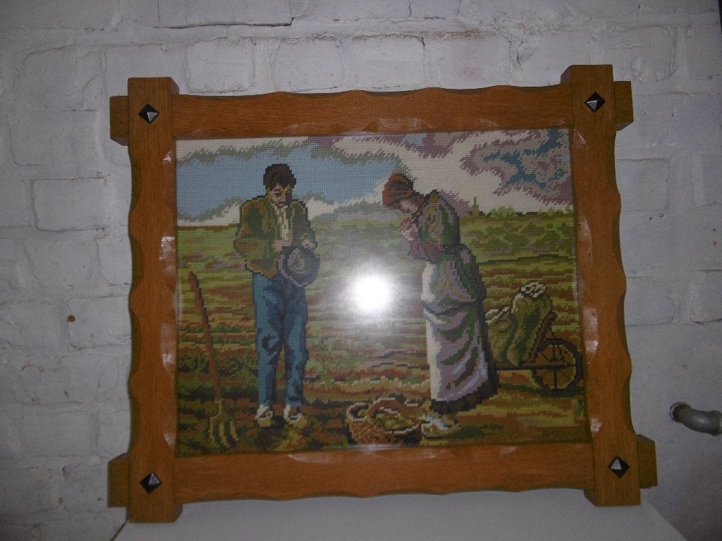 ingelijst borduurwerk Het Angelus, Ophalen, Gebruikt