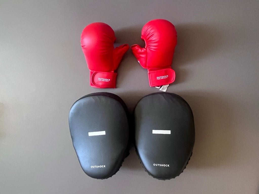 Karate bokshandschoenen en Bokspads, Sport en Fitness, Maat M, Ophalen, Karate, Vechtsportmaterialen