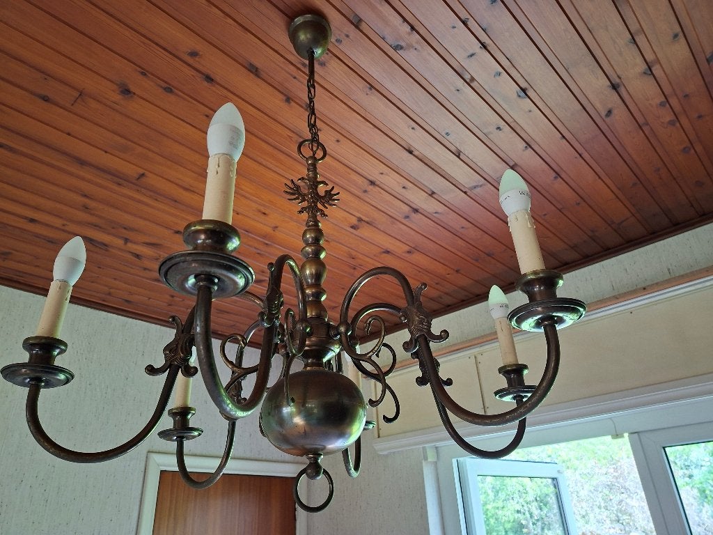 Lustre vintage en laiton, Enlèvement, Utilisé, Métal, Flamand