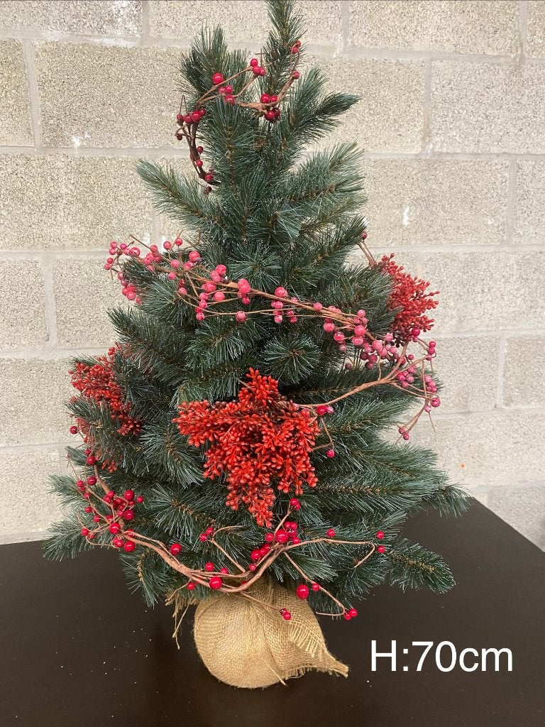 Grande couronne de Noël 100 cm + guirlande 2 m + sapin, Ophalen, Gebruikt
