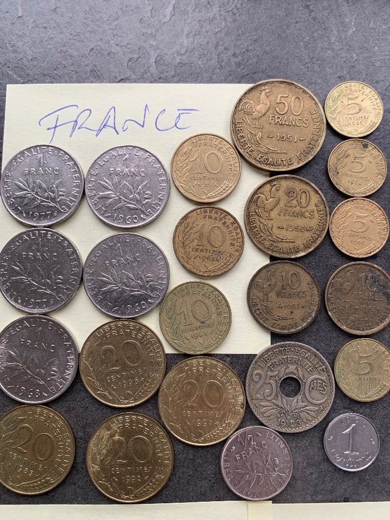 Devise FRANCE: 23 pièces (francs français de 1923 à 1997), Ophalen, Frankrijk, Losse munt