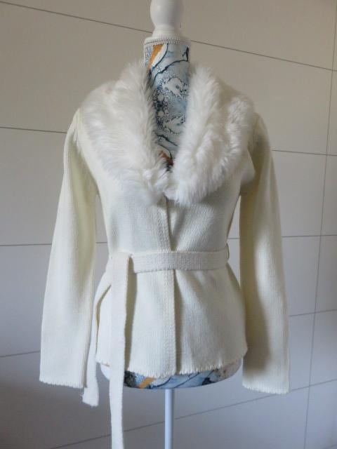 Dames wit jasje / vest - fluffy kraag - nieuw - Sami - mt 2, Wit, Sami, Nieuw, Ophalen of Verzenden