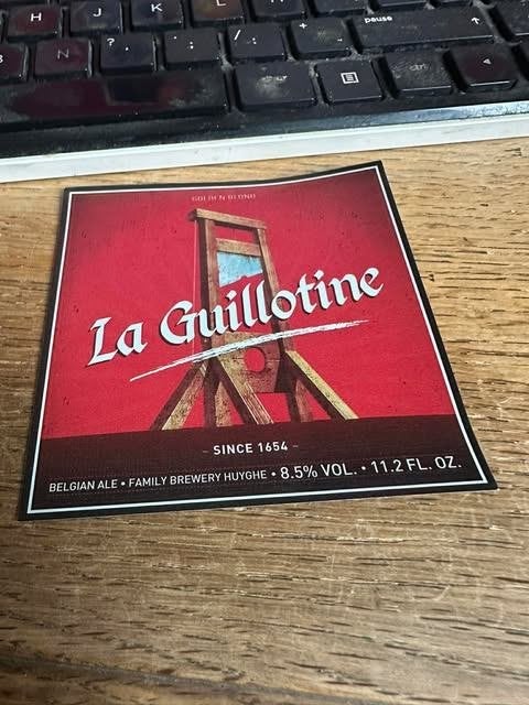 étiquette la guillotine brasserie familiale Huyghe, bière, Enlèvement ou Envoi, Neuf, Autres types, Autres marques