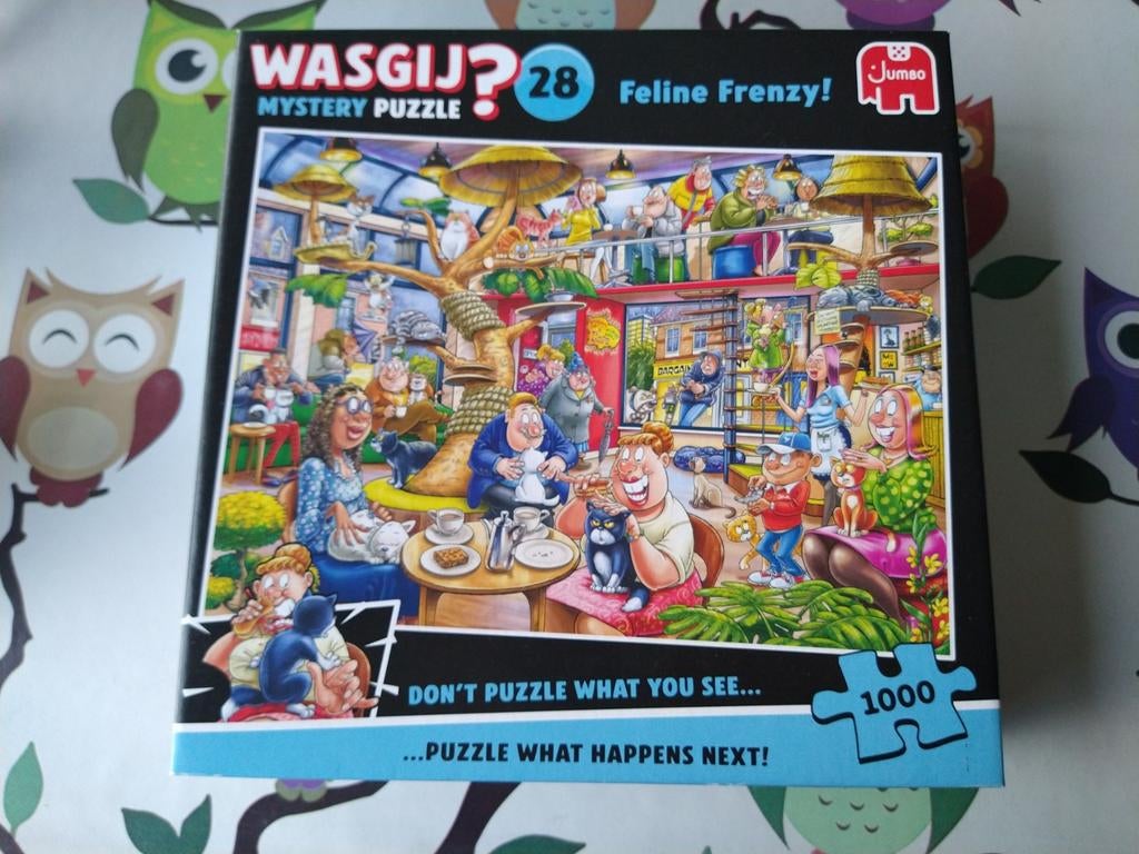 Wasgij mystery puzzel 28 Feline Frenzy!, Ophalen, 500 t/m 1500 stukjes, Zo goed als nieuw, Legpuzzel