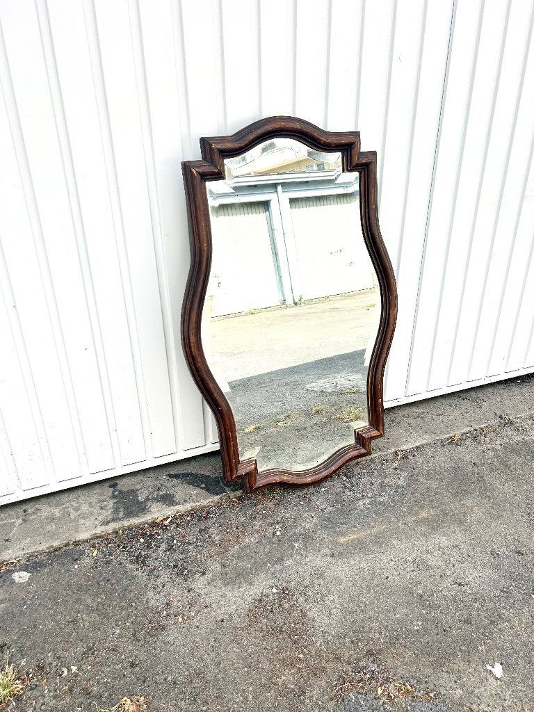 Antieke afgeschuinde massief houten spiegel 93 x 58 cm, Ophalen, Overige vormen, 50 tot 100 cm, Minder dan 100 cm