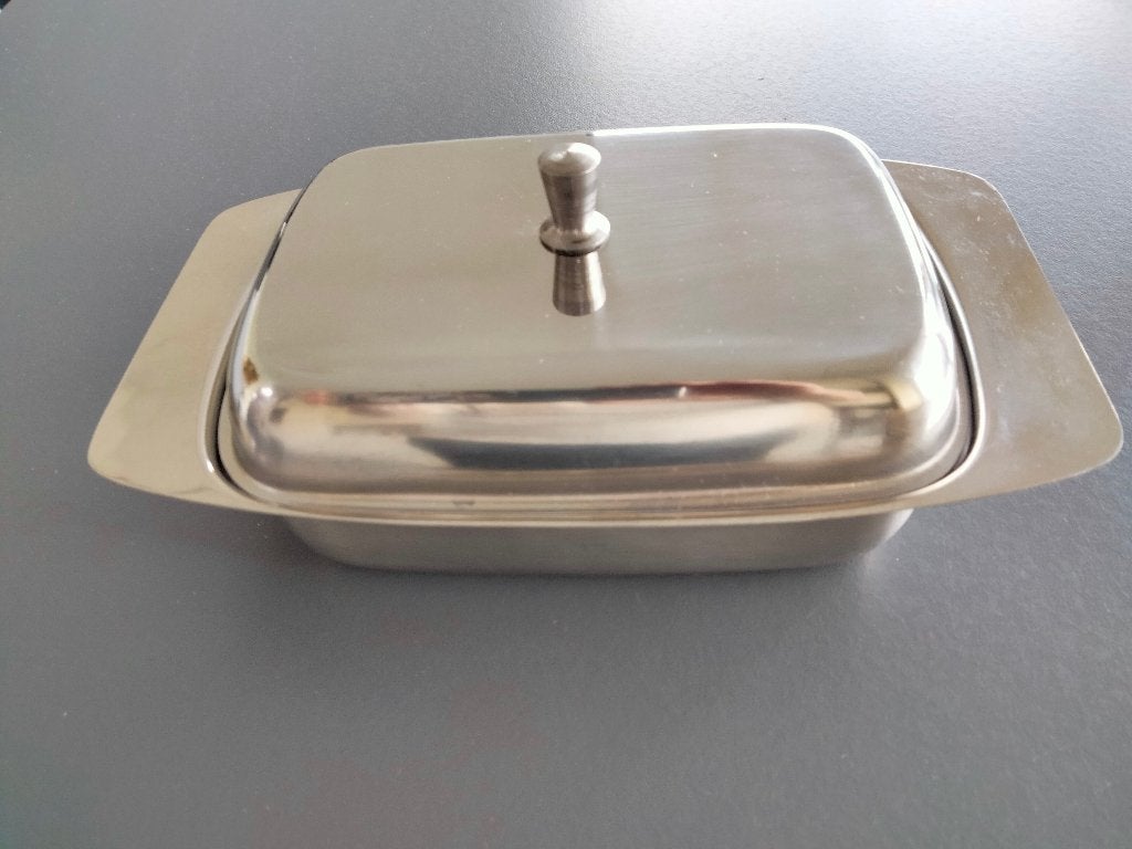 18/10 roestvrijstalen botervloot met deksel, Ophalen, Zo goed als nieuw, Inox, Overige typen