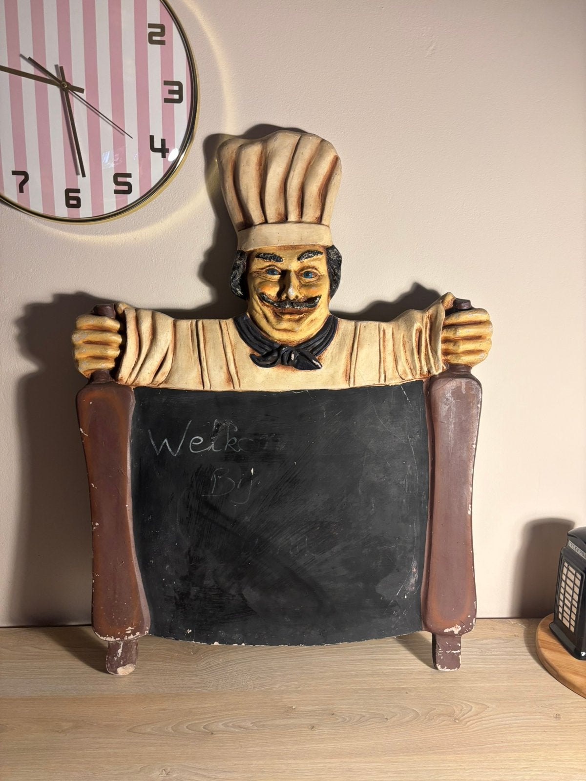 Vintage krijtbord menubord kok / chef – horeca decoratie, Enlèvement, Comme neuf