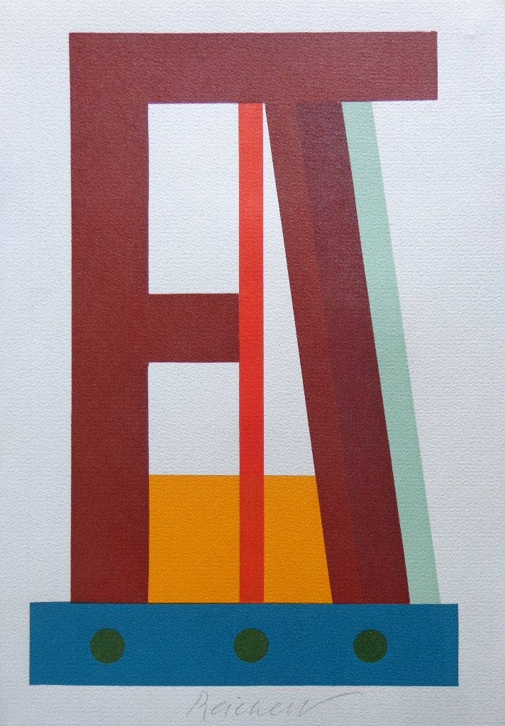 JOSUA REICHERT / TYPOGRAPHIE F / KLEURLINOGRAFIE / 28x19cm, Gelimiteerde oplage, Ophalen of Verzenden, Abstract, Linosnede