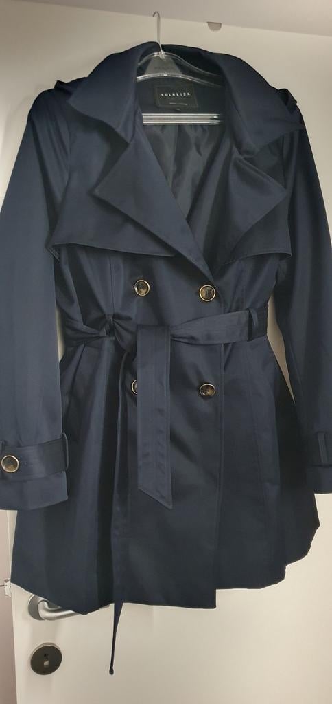 Trench-coat imperméable à capuche pour femme en état neuf !, Envoi, Comme neuf, Taille 42/44 (L), Bleu