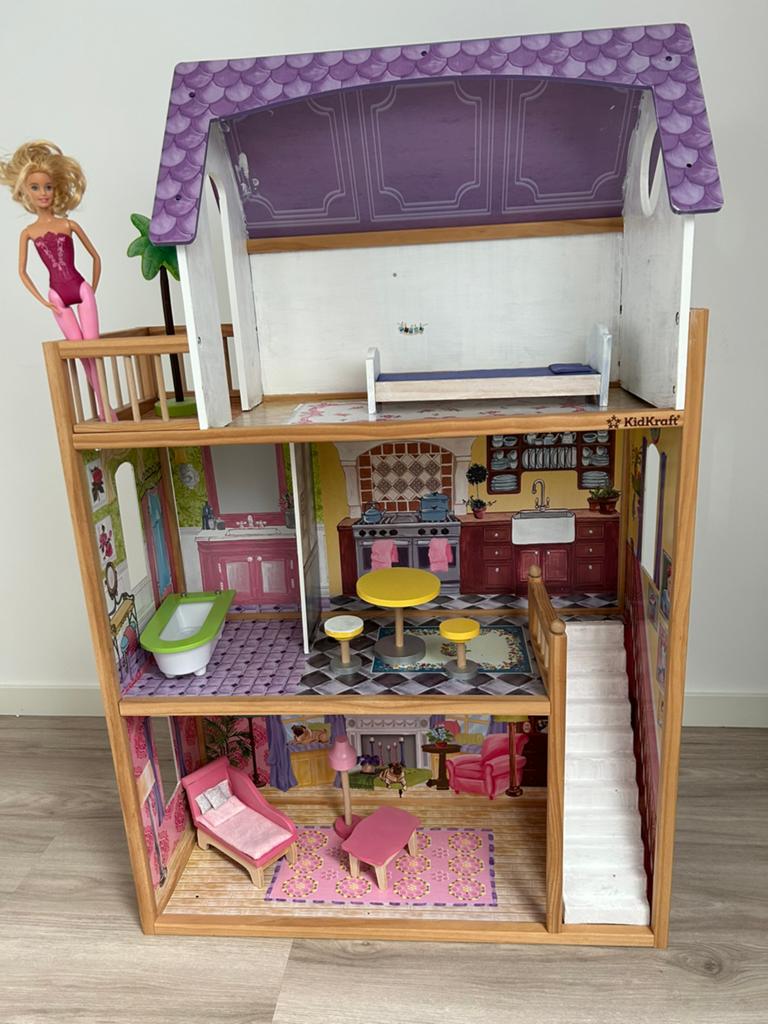 Maison de poupée KidKraft 3 étages — bois, avec meubles, Enlèvement, Utilisé, Maison de poupées