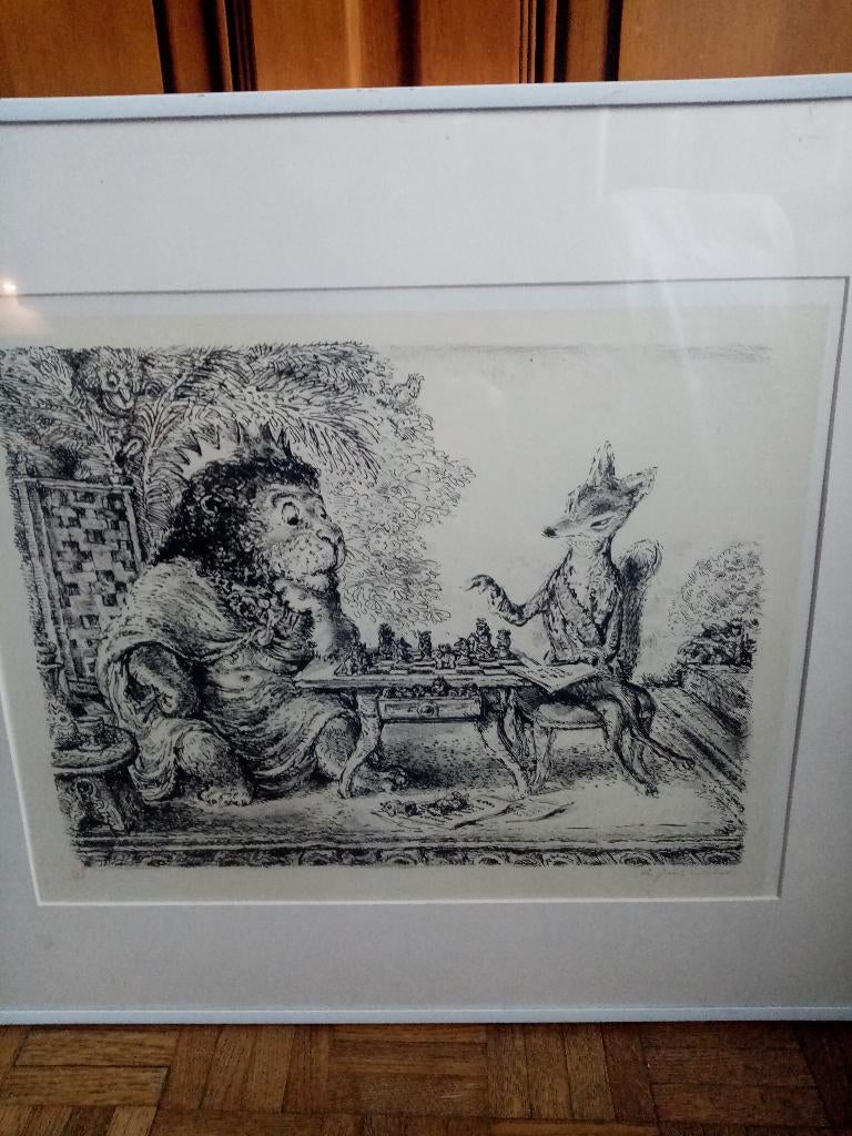Lithografie/gravure door Andreas Paul Weber 1893/1980, Antiek en Kunst, Ophalen, Ingelijst, 1950 - 1999, Lithografie