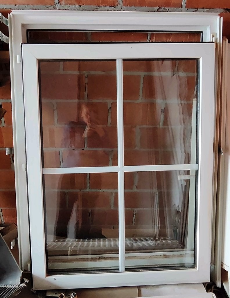 Fenêtre à double vitrage en PVC blanc 88 x 116, Bricolage & Construction, Double vitrage, Comme neuf, Fenêtre de façade ou Vitre