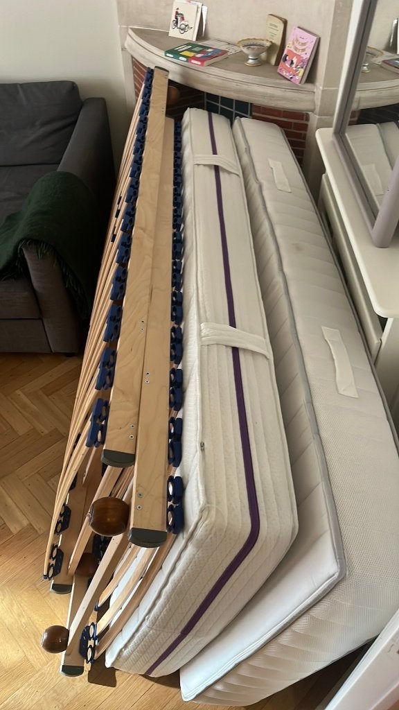 2 sommiers + matelas, Maison & Meubles, Chambre à coucher | Matelas & Sommiers, 90 cm, Enlèvement, Utilisé, Sommier