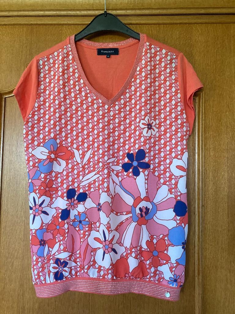 Oranje zomerbloes korte mouwen, Terre Bleue, maat 38, Maat 38/40 (M), Terre Bleue, Oranje, Ophalen of Verzenden