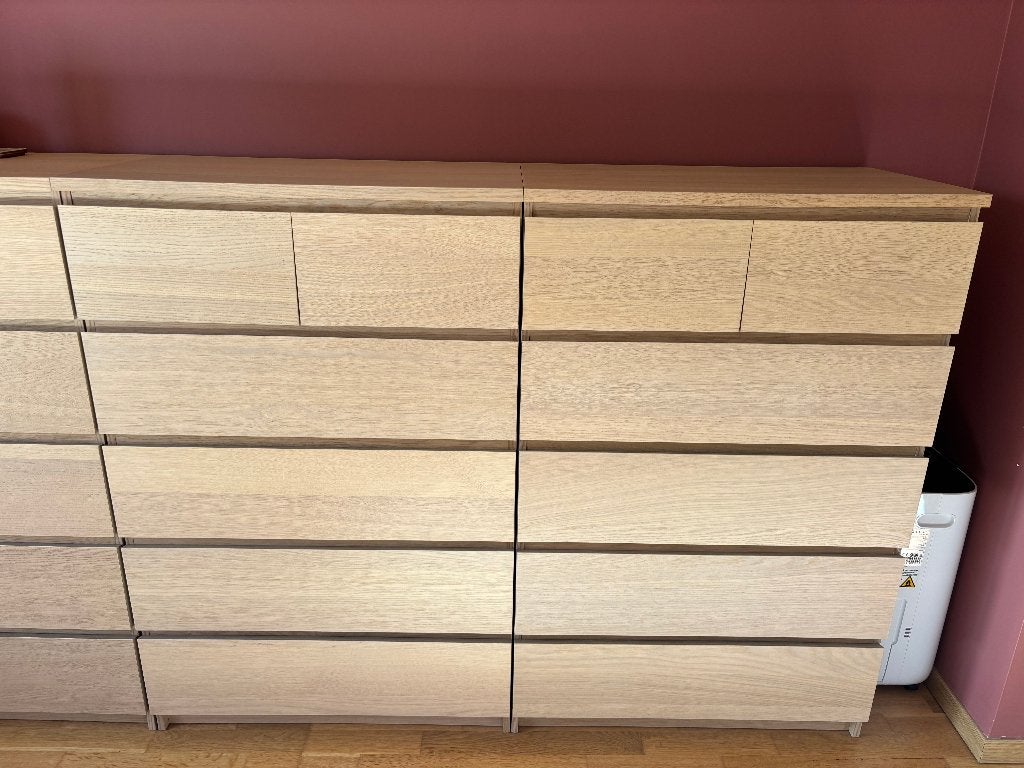 2 commodes IKEA MALM 6 tiroirs – Effet chêne blanchi, Maison & Meubles, Enlèvement, Chêne