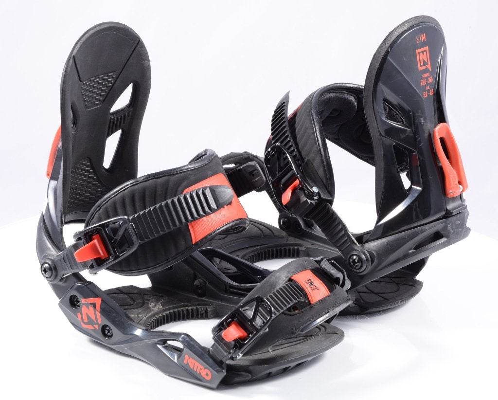 S; M; snowboard bindingen NITRO FREESTYLE CUSTOM, black/red, Sport en Fitness, Verzenden, Gebruikt, Bindingen