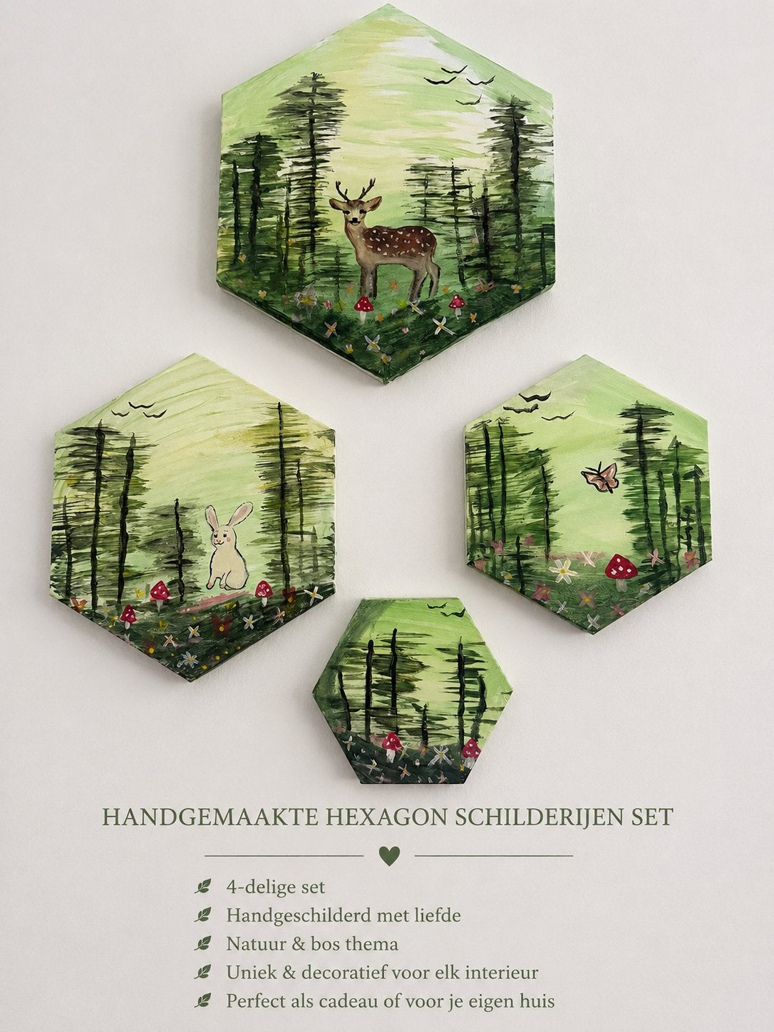 Ensemble de peintures hexagonales peintes à la main, Antiquités & Art, Antiquités | Couverts, Enlèvement