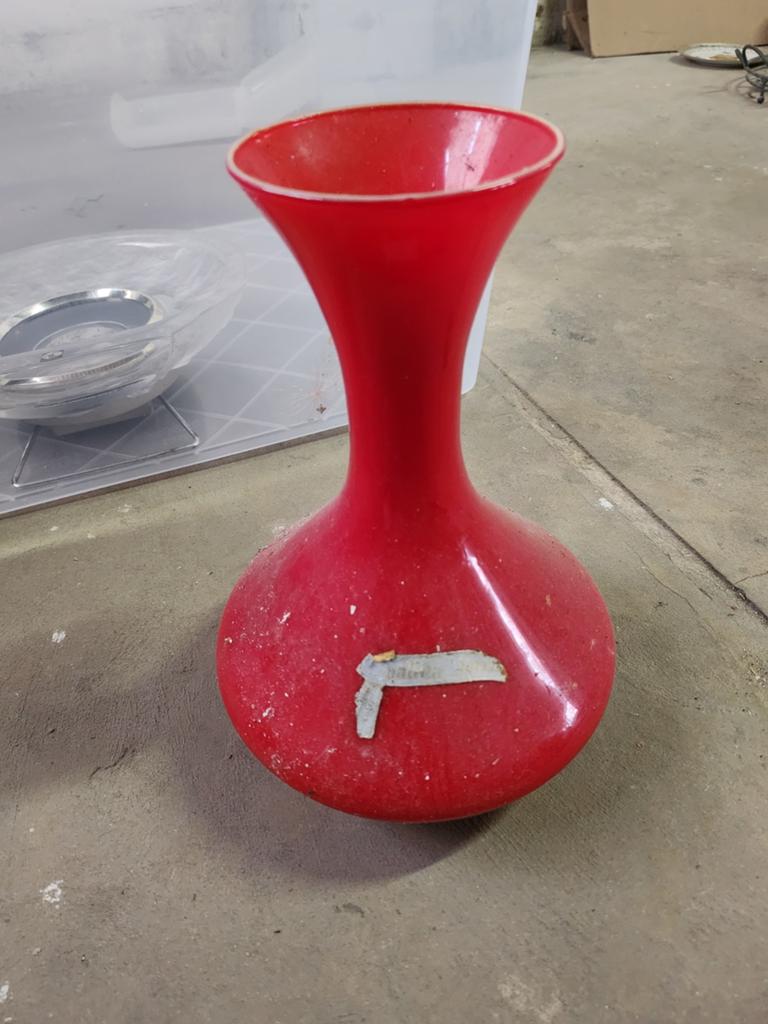Glazen vaas, Huis en Inrichting, Ophalen of Verzenden, Rood, Glas