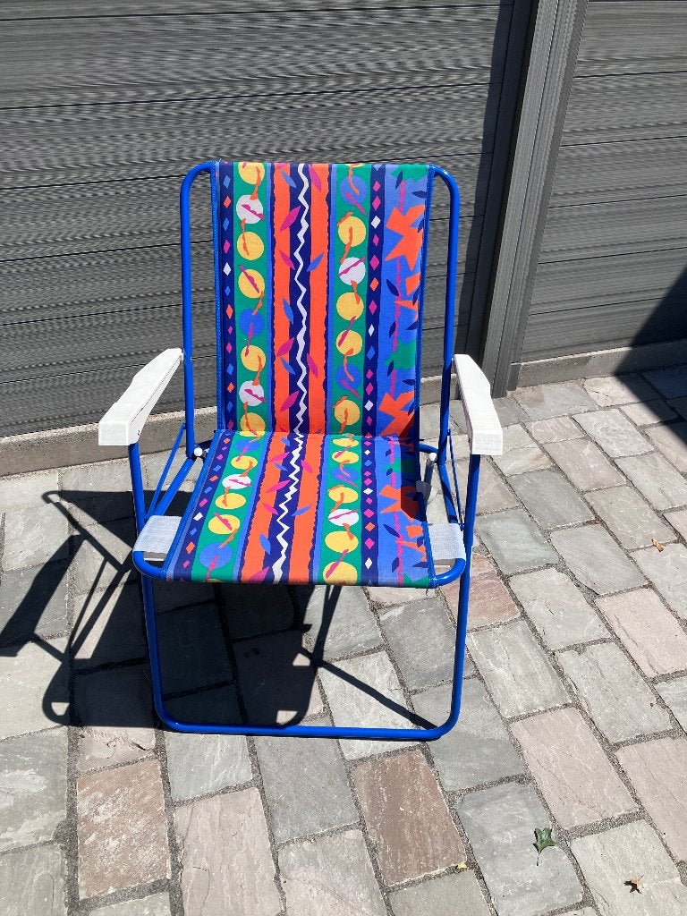 Vintage Lafuma 90s Inklapbare Strandstoel – Retro Tuinstoel, Ophalen, Gebruikt, Kunststof, Inklapbaar