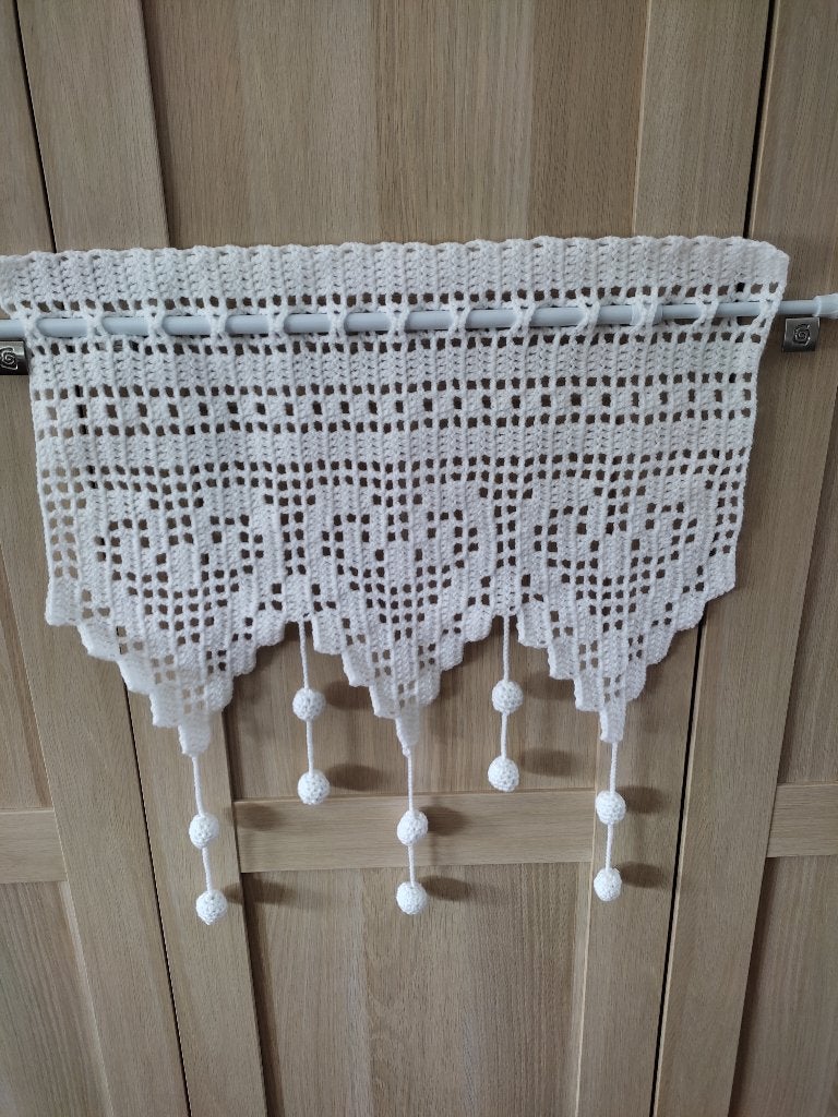 rideau coeurs et perle au crochet, Envoi, Neuf, Fil
