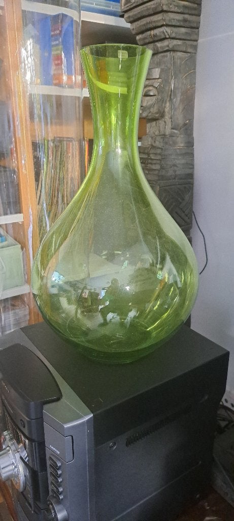 Vaas glas, Gebruikt, Handgemaakt, 35 cm, Ophalen of Verzenden