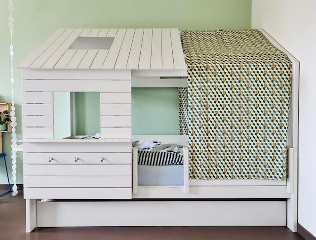 eenpersoonsbed met logeerbed, Huis en Inrichting, Ophalen, Verstelbaar, 90 cm, Eenpersoons