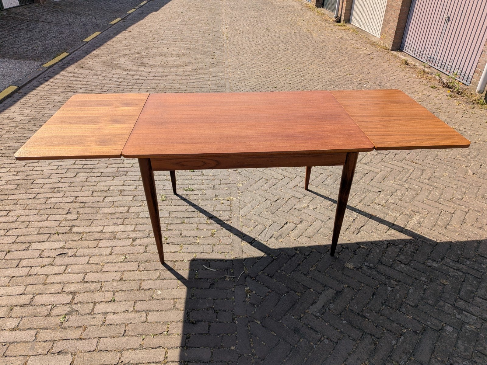 Table à manger vintage danoise teck, à rallonges, années 60, Teck, Vintage Deens, Enlèvement, 50 à 100 cm